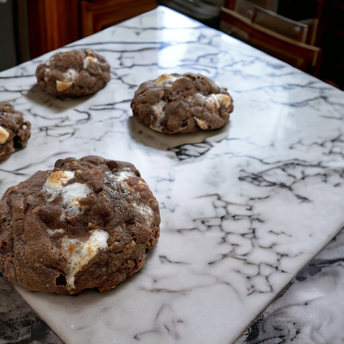 Rocky Road: Hit the Rocky Road, Jack! Our Take on the Classic Ice Cream Flavor. Marshmallow, Chocolate, and Cashews Galore!